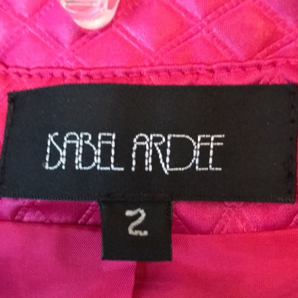 RARE Isabel Ardee hot pink size 2 crop textured hook blazer satin bolero jacket - Picture 7 of 9